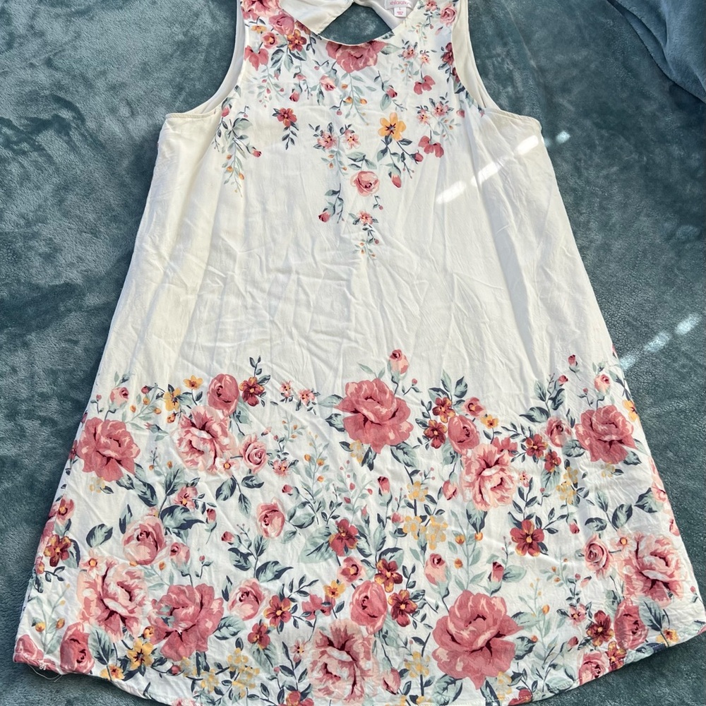 Women’s Springtime Garden Floral Sleeveless Dress - Pink and White